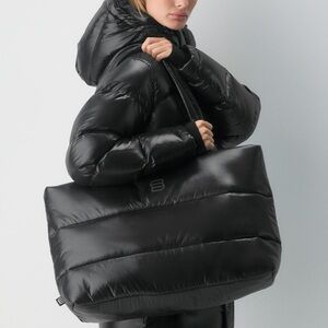 Aritzia Super Puff Black Gloss Tote Bag